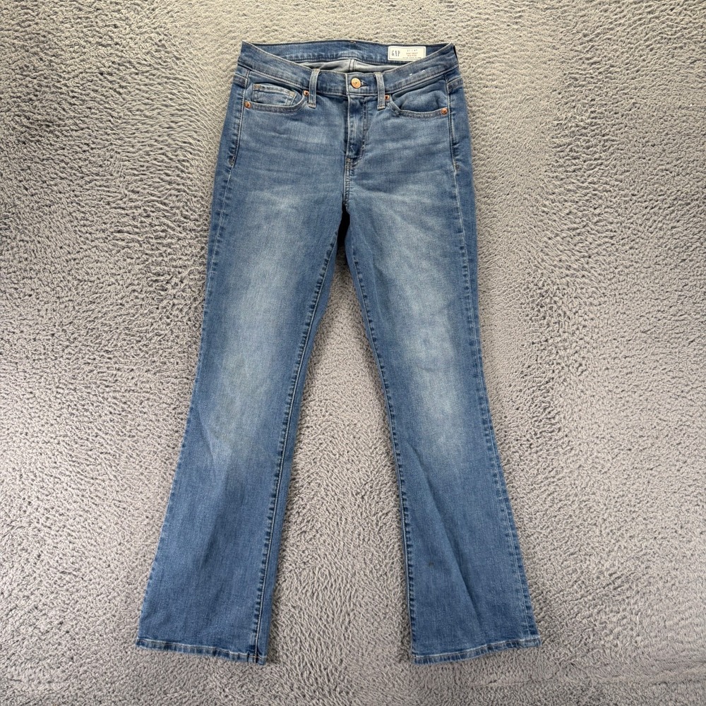 Gap Jeans Womens 4 Blue Cotton Denim Baby Bootcut Faded Travel Workwear Stretch